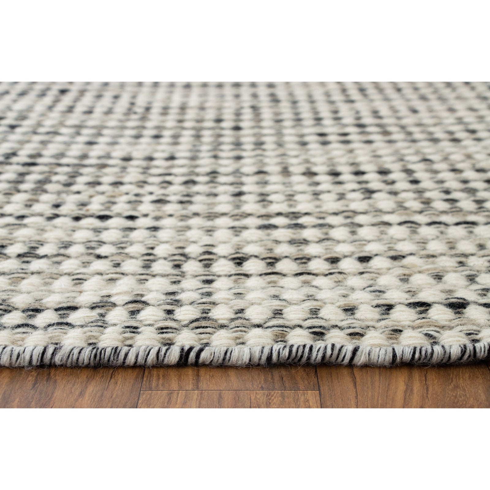 Whitney Black Wool Flatweave SAMPLE samples Organic Weave Shop