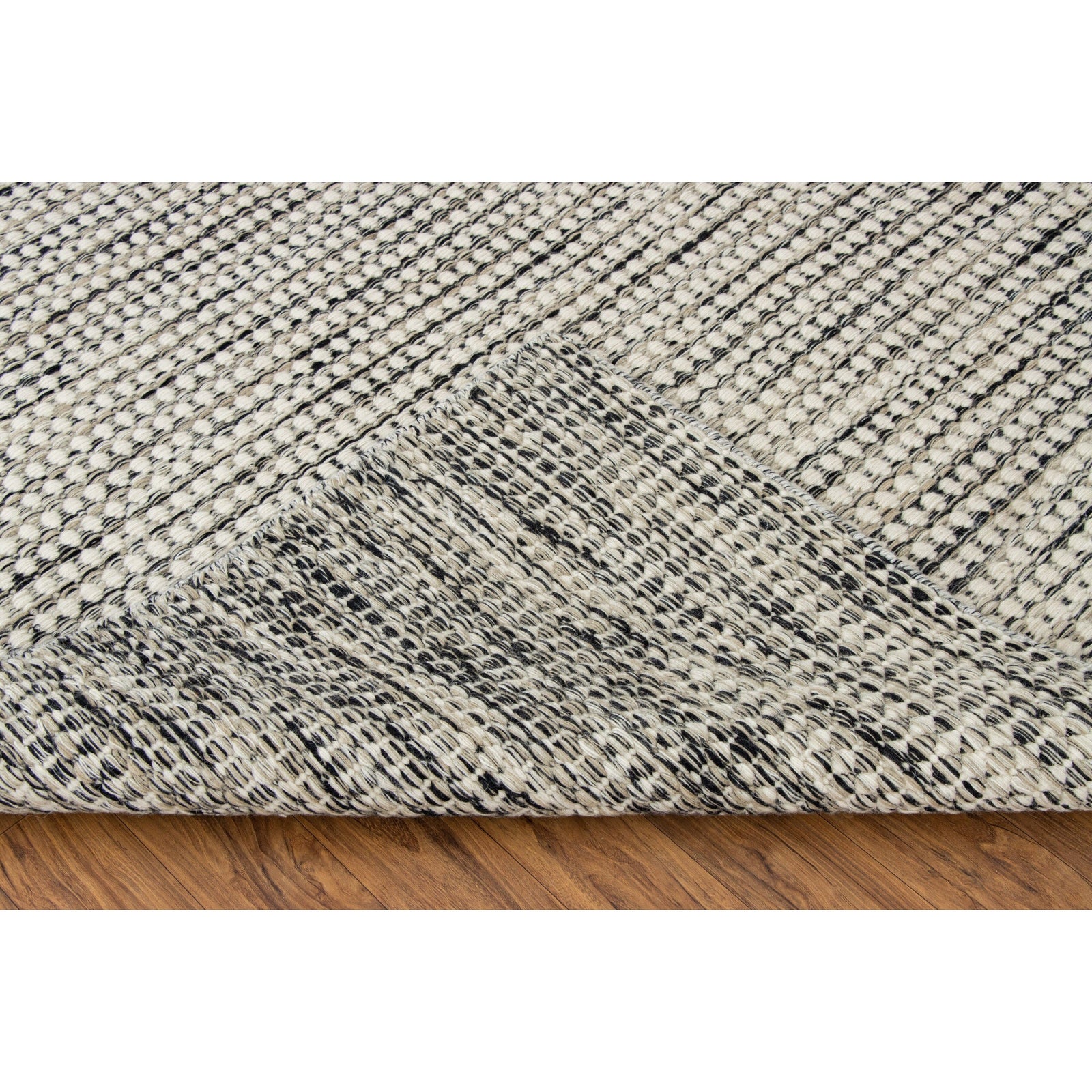 Whitney Black Wool Flatweave SAMPLE samples Organic Weave Shop