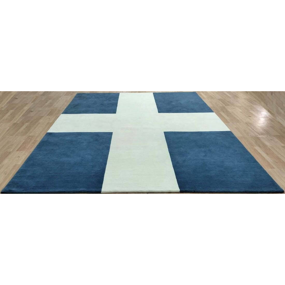 Cross Handknotted Wool Blue handknotted tibetan 60 knot Organic Weave Shop