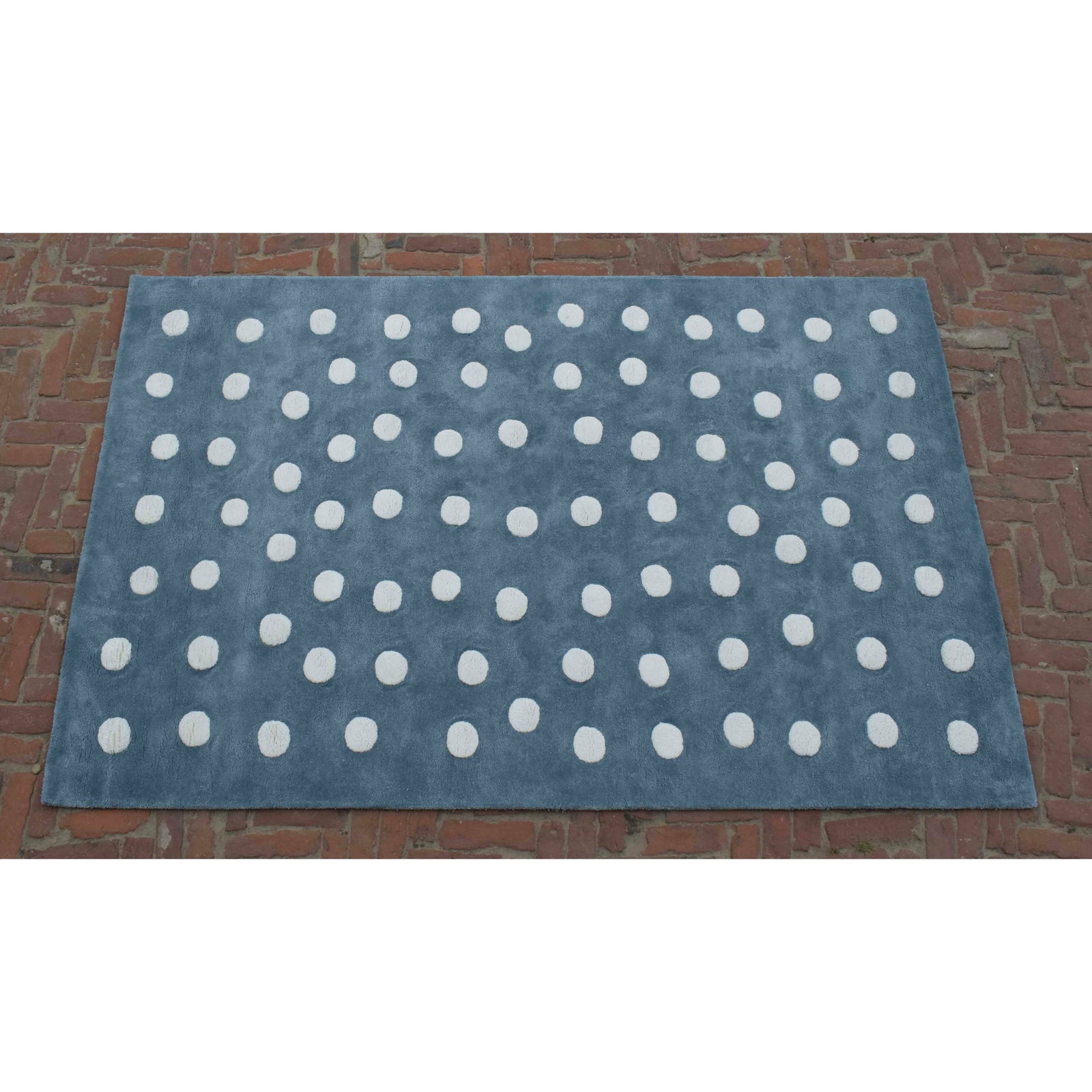 Polka Dot Blue handtufted cotton Organic Weave Shop