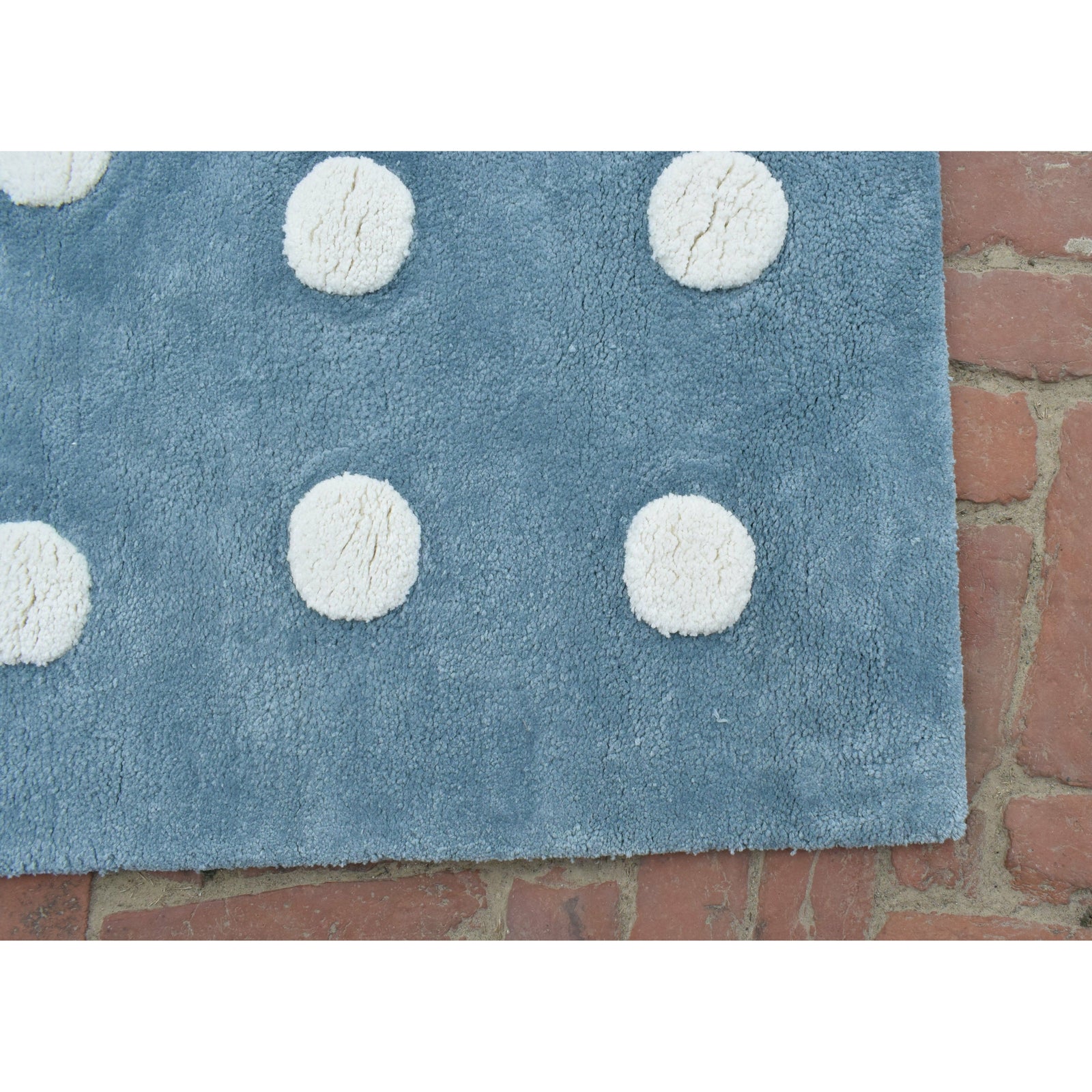 Polka Dot Blue handtufted cotton Organic Weave Shop 5'x7'