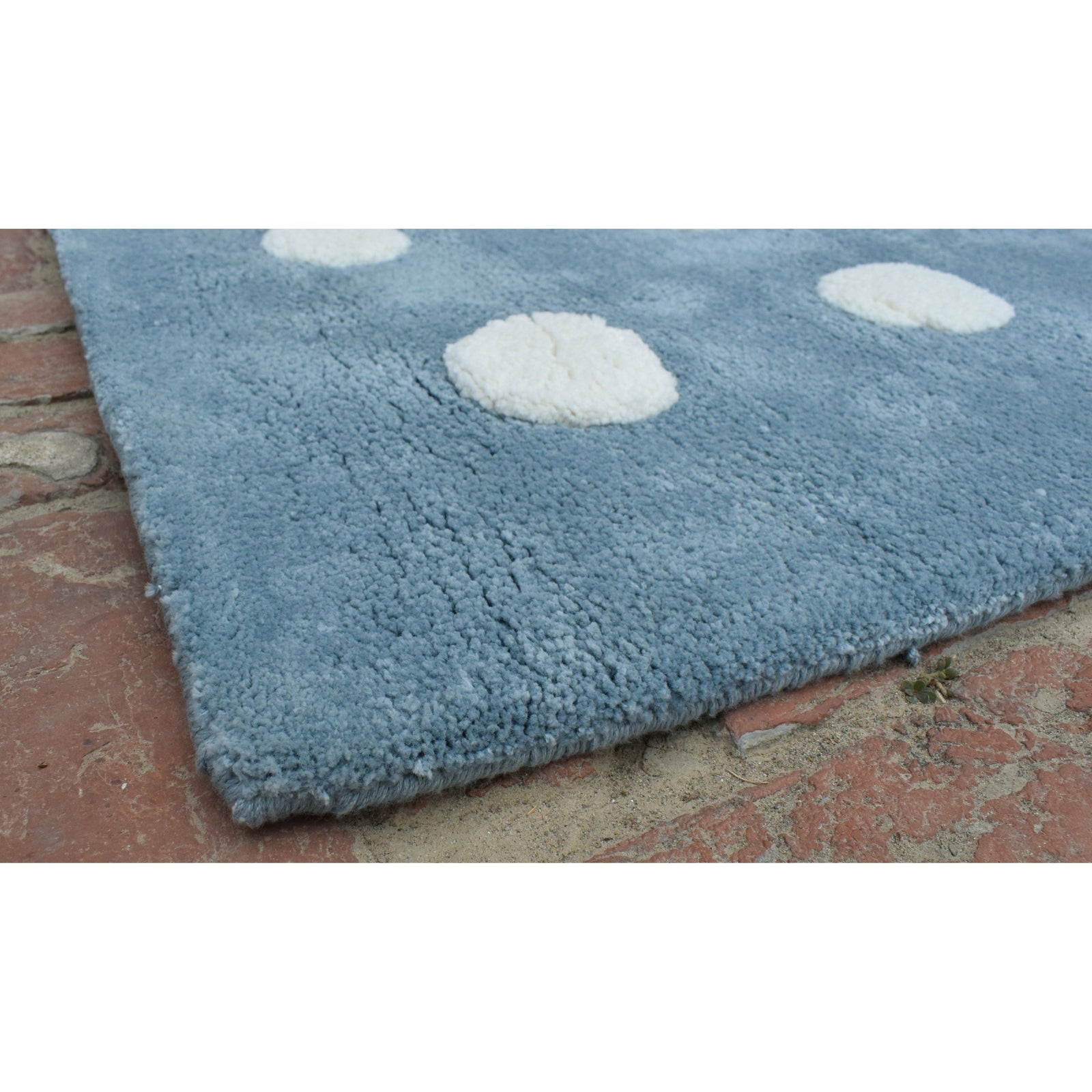 Polka Dot Blue handtufted cotton Organic Weave Shop