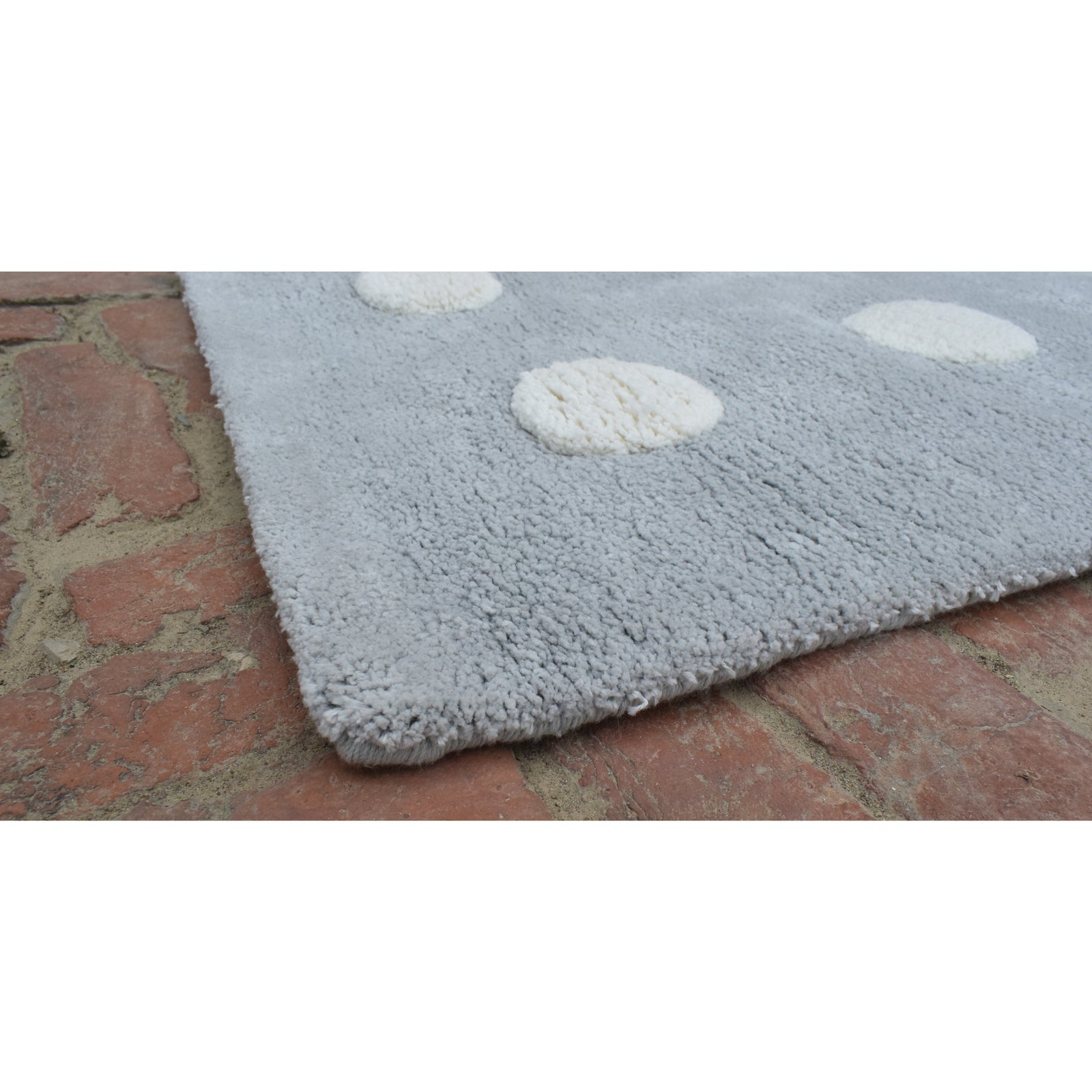 Polka Dot Grey handtufted cotton Organic Weave Shop