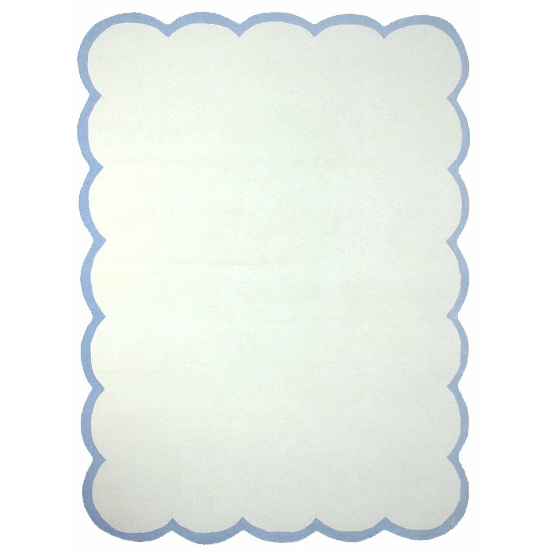 Sculpted Border Wool Handknotted - More Colors Available handknotted tibetan 60 knot Organic Weave Shop 5' x 8' Ivory/ Periwinkle