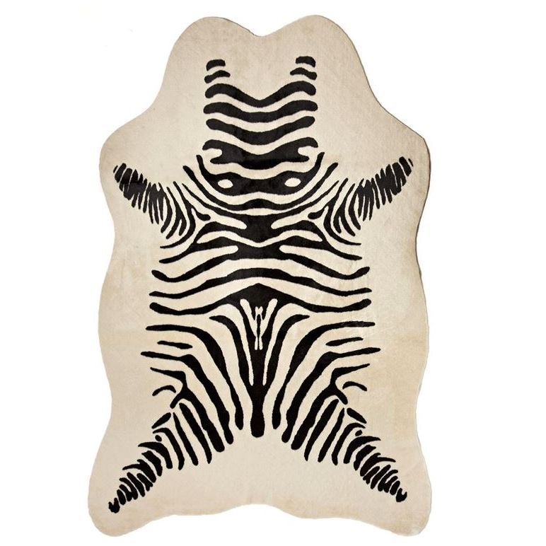 Zebra Wool handtufted wool Organic Weave Shop 5'6"x 8' Black on Ivory