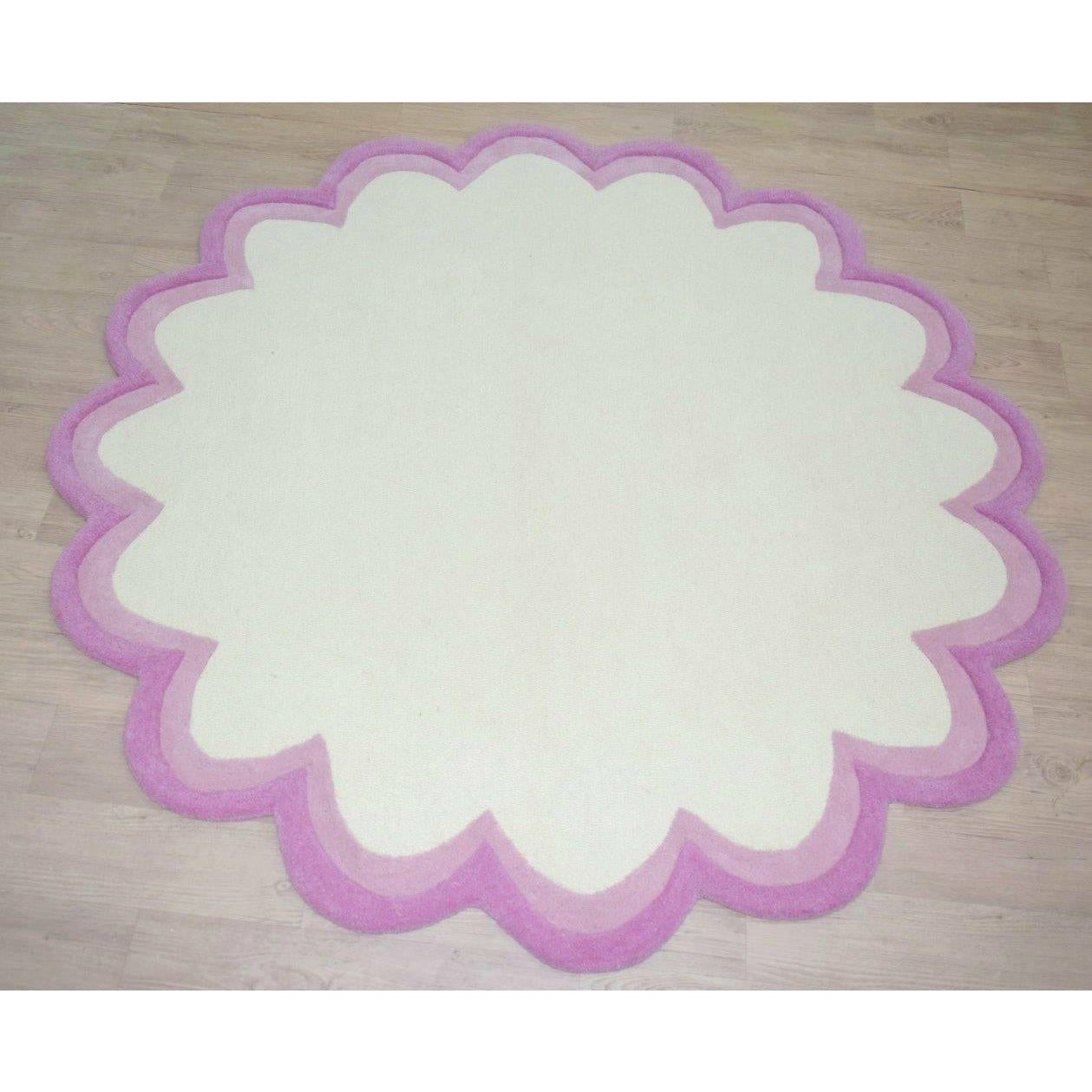 Double Sculpted Border Pink handtufted wool Organic Weave Shop