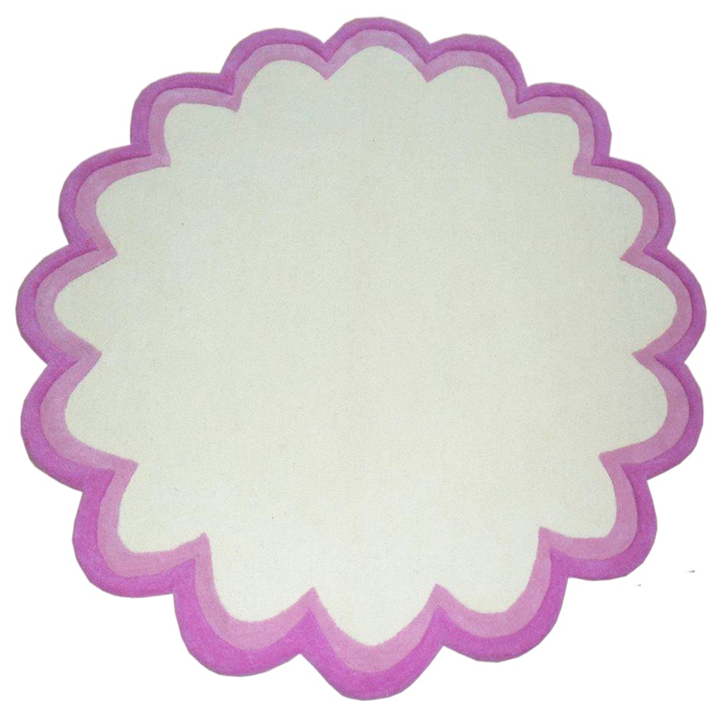 Double Sculpted Border Pink handtufted wool Organic Weave Shop