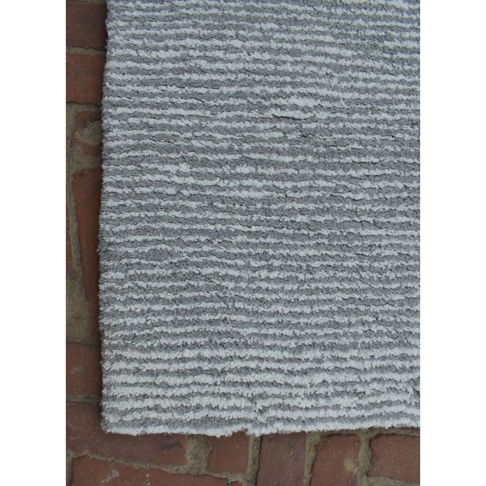 Seersucker Wool + Cotton Shag handtufted wool + cotton shag Organic Weave Shop 5'x7' Light Grey