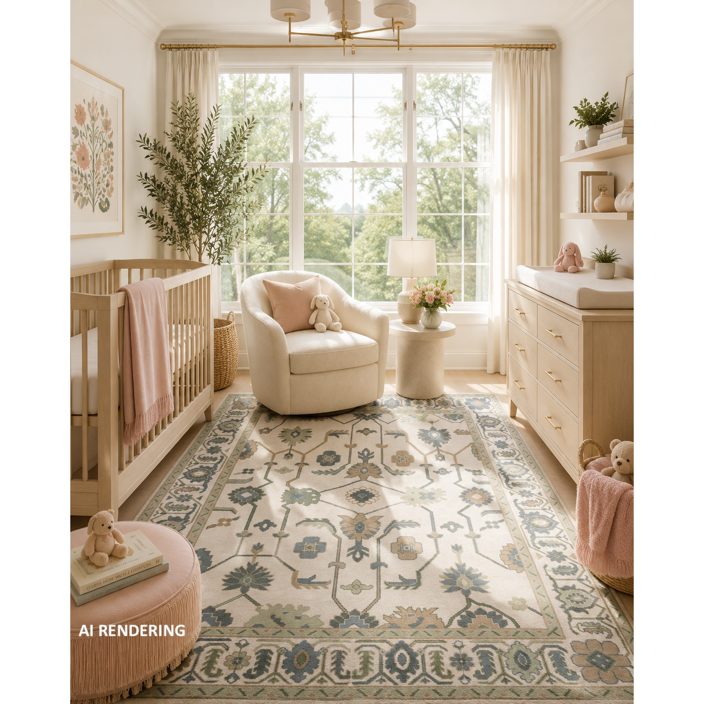 Clara Ivory Wool Handknotted handknotted wool rug Organic Weave Shop 6x9 
