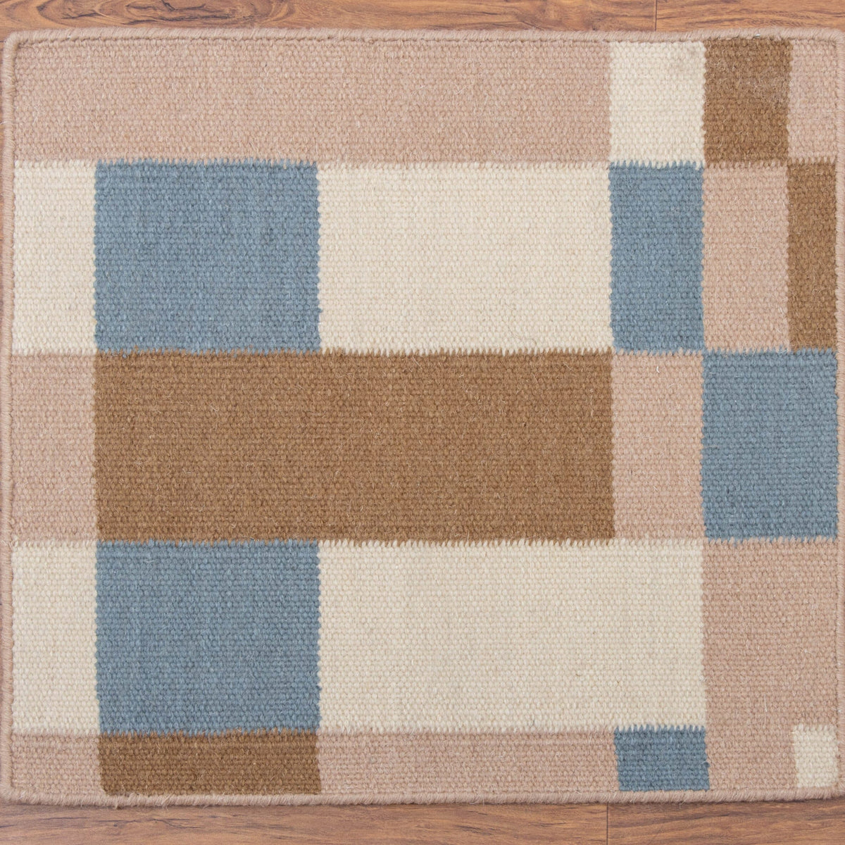 Dalton Brown Blue Wool Flatweave SAMPLE wool flatweave Organic Weave Shop 12"x12" Multi 