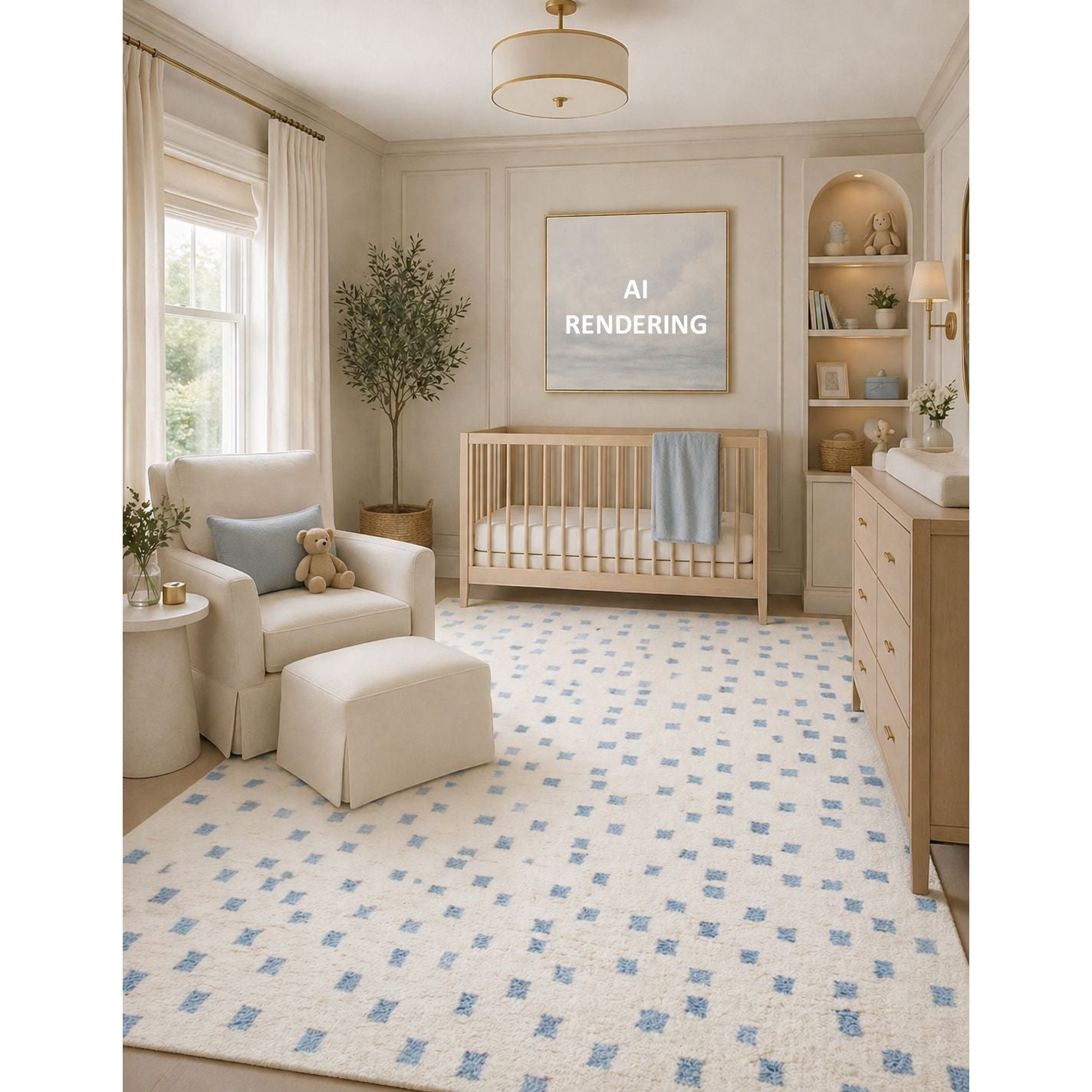 Erica Blue Wool Shag handtufted wool + cotton shag Organic Weave Shop 