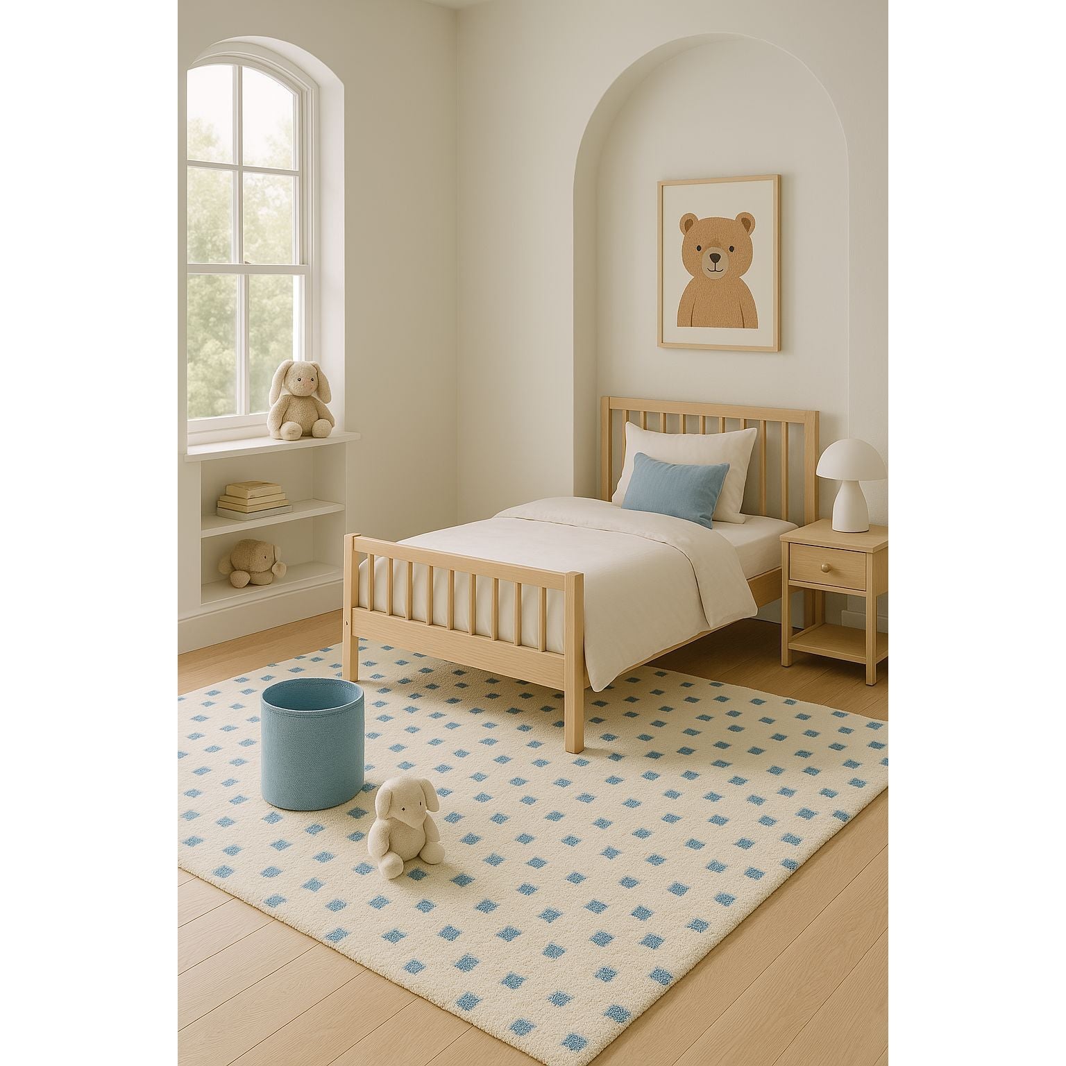 Erica Cotton Shag Ivory Blue handtufted cotton shag Organic Weave Shop 6' Round/Circle Ivory 