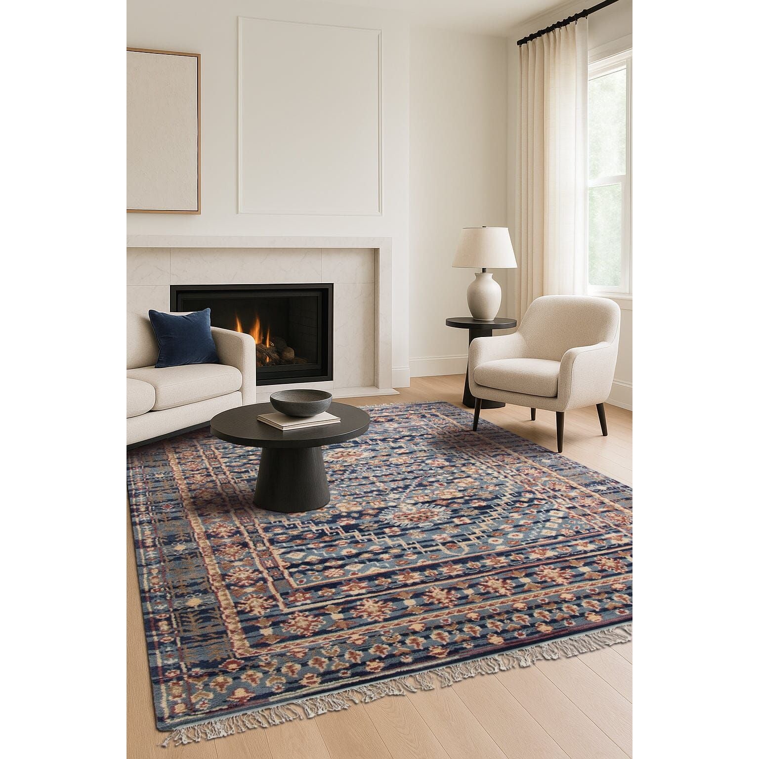 Gallerie Blue Handknotted handknotted tibetan 60 knot Organic Weave Shop 