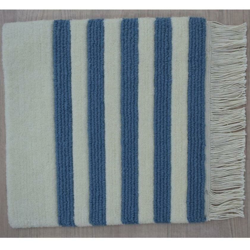 Sailor Stripe Wool Handknotted SAMPLE handknotted tibetan 60 knot Organic Weave Shop 12&quot;x12&quot; 