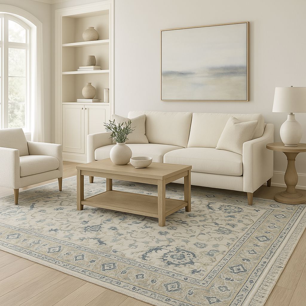 Lucerne Blue Handknotted handknotted tibetan 60 knot Organic Weave Shop 