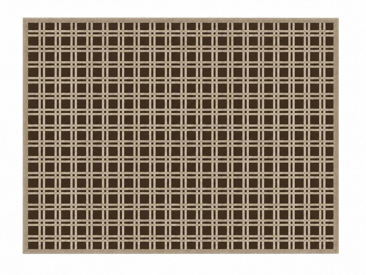 On The Grid Handknotted Wool - 2 Colors Rugs Organic Weave Shop 3'x10' Runner Chocolate/Beige 