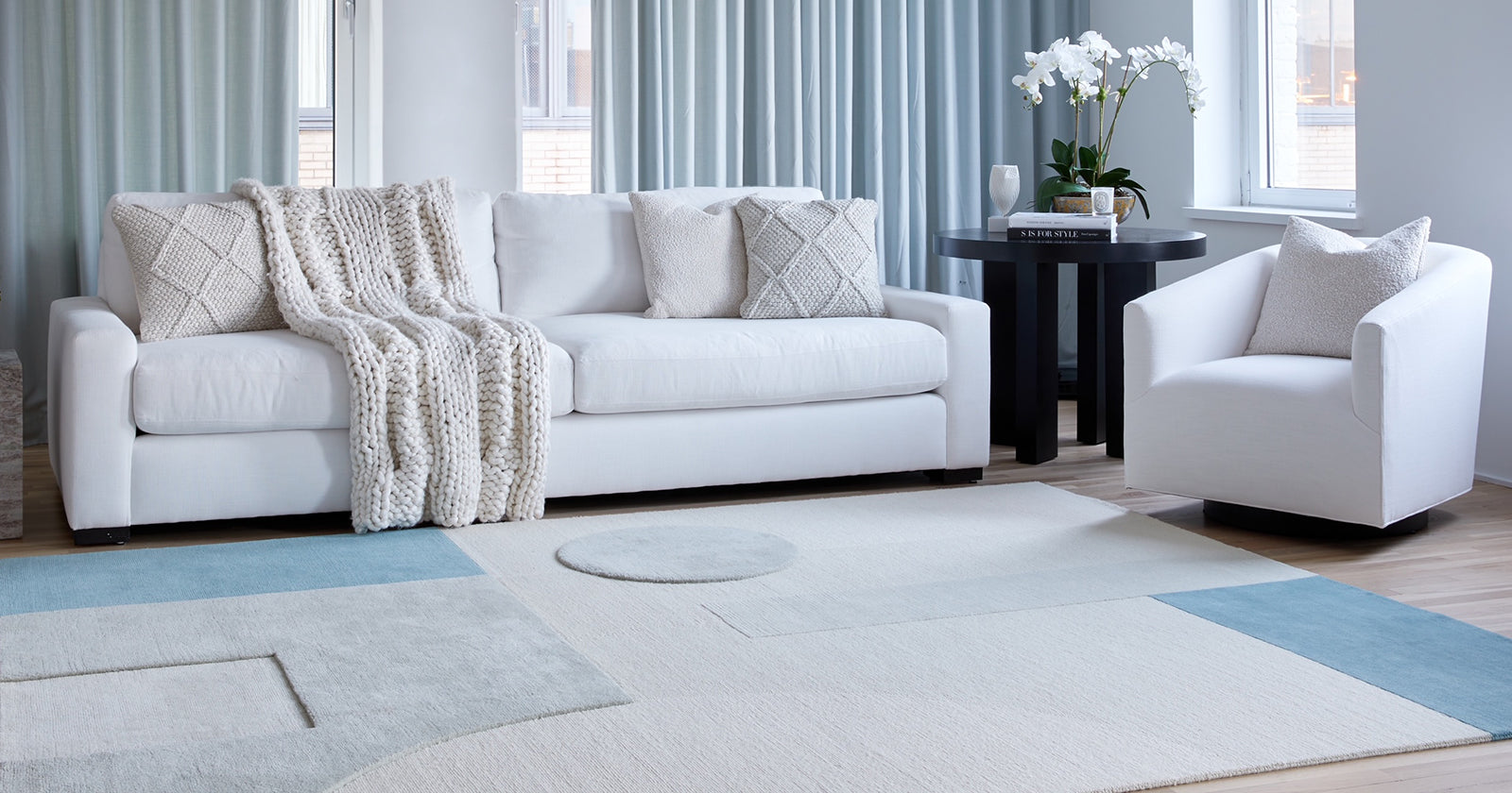 Living Room with Organic Weave Wool Rug