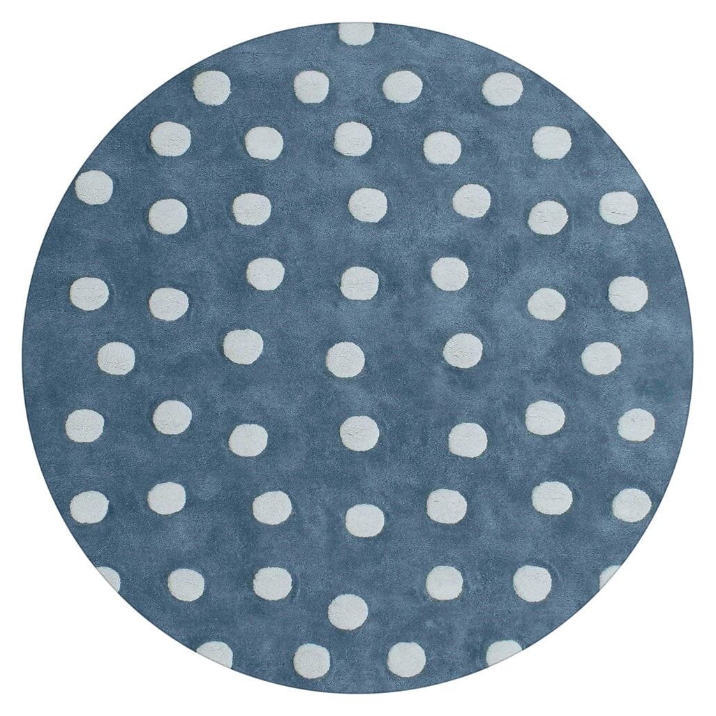 Polka Dot Cotton Blue children&#39;s Organic Weave Shop 6&#39; Round/Circle 