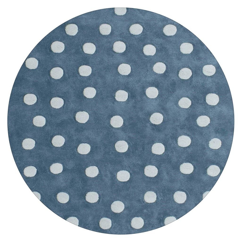 Polka Dot Cotton Blue children's Organic Weave Shop 6' Round/Circle 