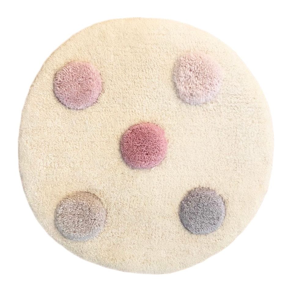 Polka Dot Pink Wool Sample handtufted wool Organic Weave Shop 