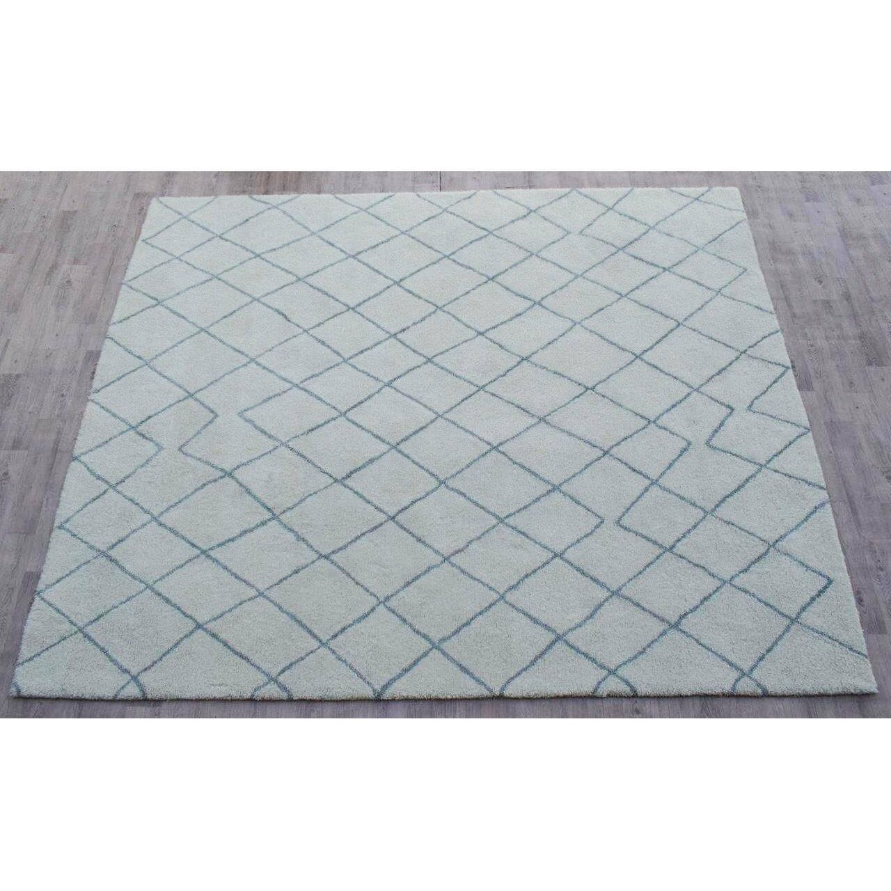 Rebel Hope IVORY/BLUE Wool Shag handtufted wool shag Organic Weave Shop 3' x 10' RUNNER IVORY/BLUE 