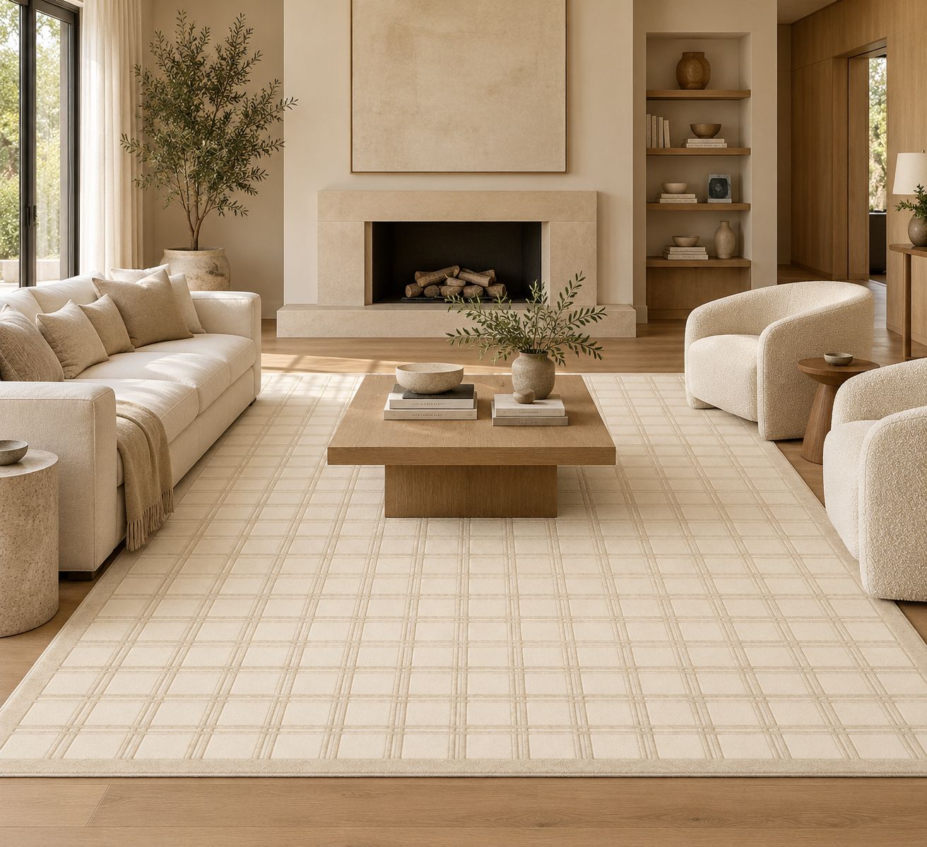On The Grid Handknotted Wool - 2 Colors Rugs Organic Weave Shop 3'x10' Runner Neutral 