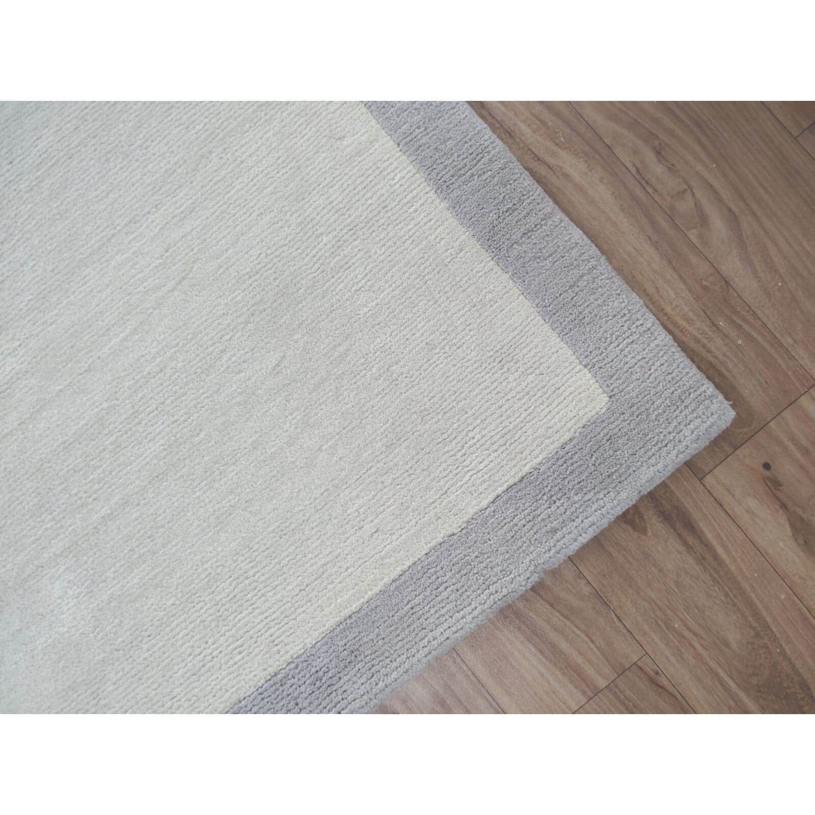 Border Rug Handknotted Wool SAMPLE Rugs Organic Weave Shop 18"x18" SAMPLE Ivory/Lavender 