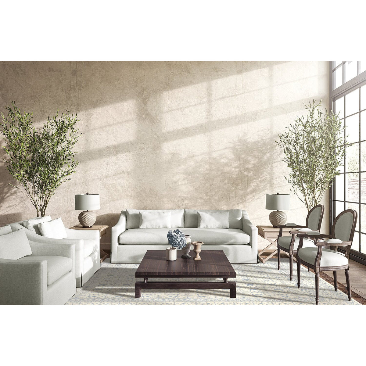 Middleton Blue Handknotted Wool handknotted tibetan 60 knot Organic Weave Shop 