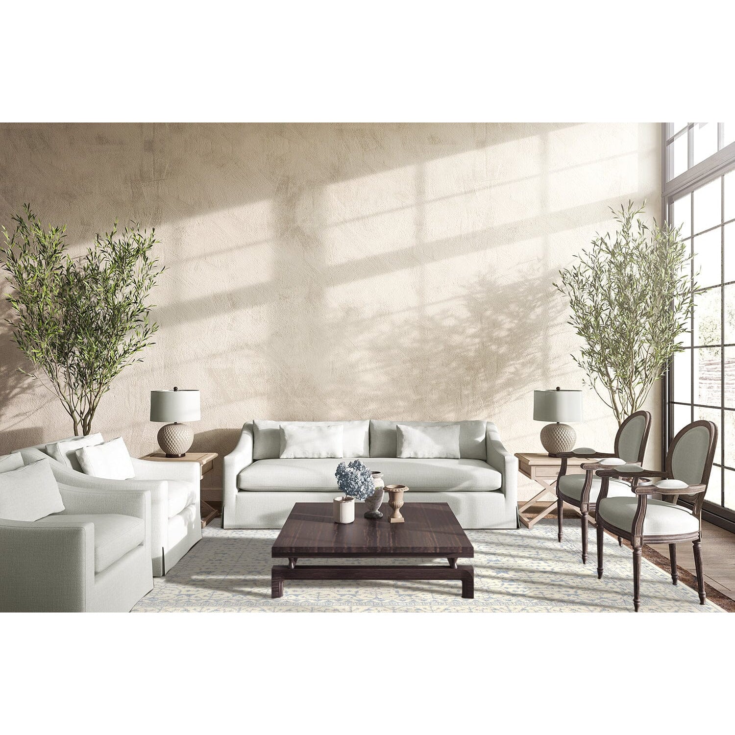 Middleton Blue Handknotted Wool handknotted tibetan 60 knot Organic Weave Shop 