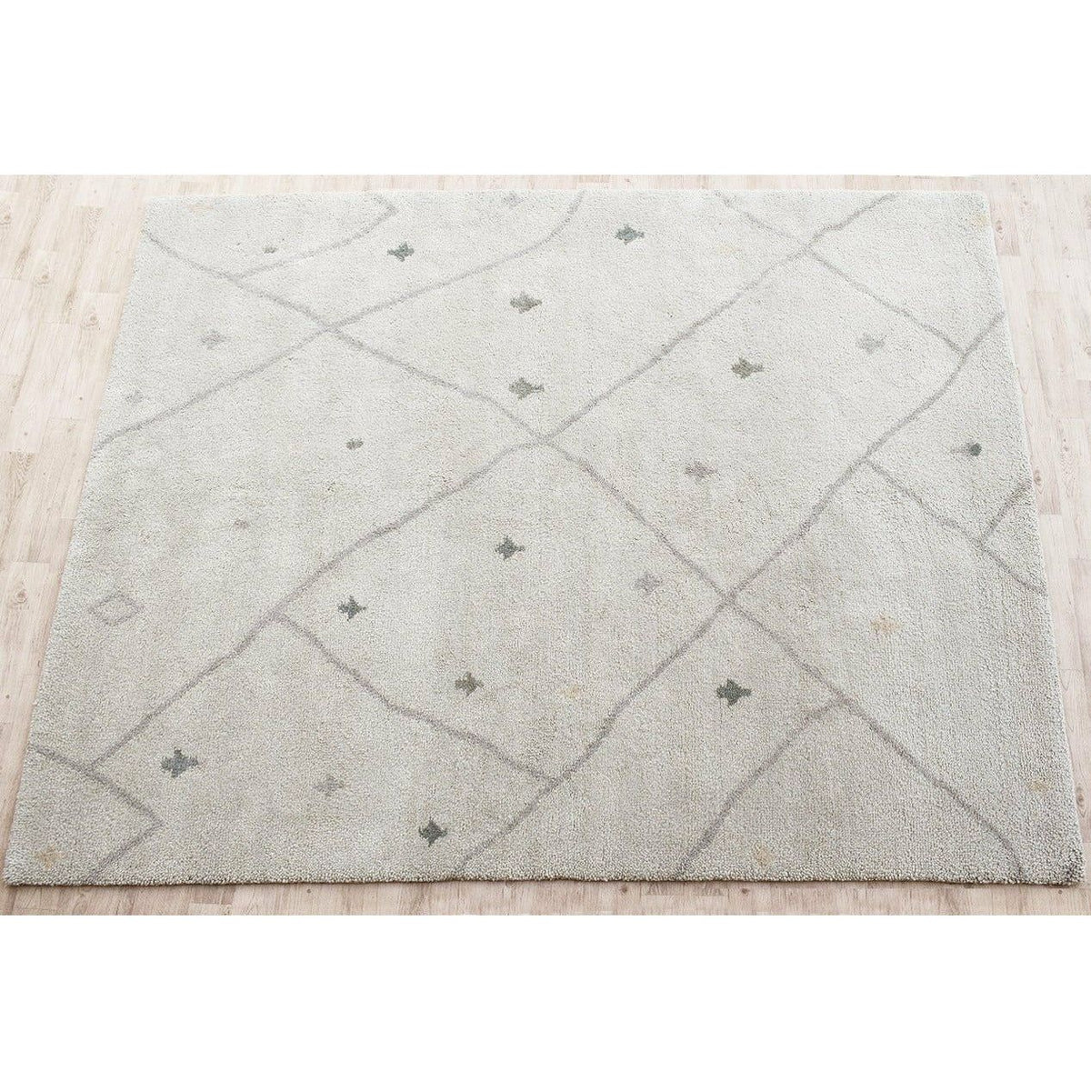 Arianna Moroccan Shag Wool Rug Lt Grey handknotted tibetan 60 knot Organic Weave Shop 
