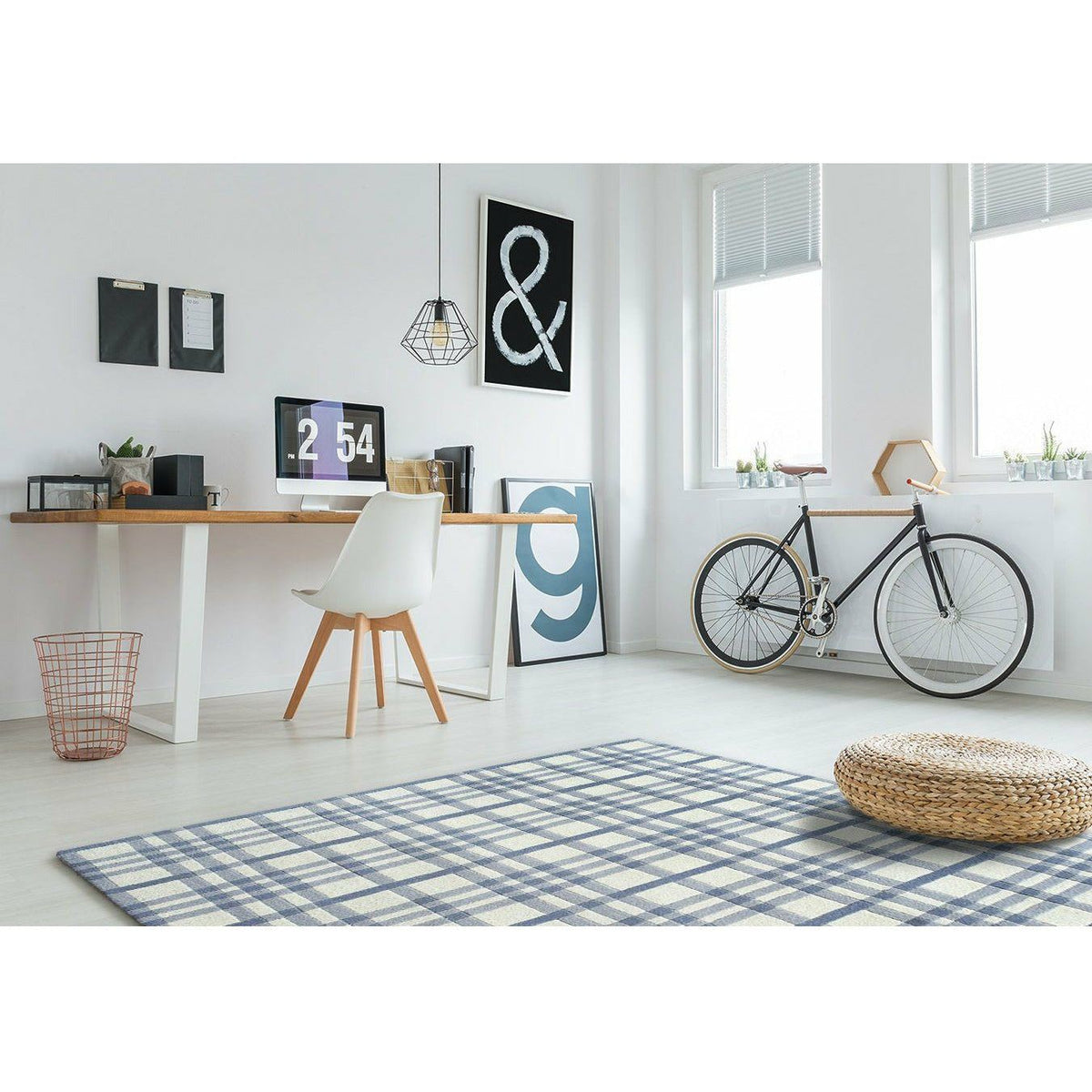 Aspen Plaid Wool Rug Blue handtufted wool Organic Weave Shop 