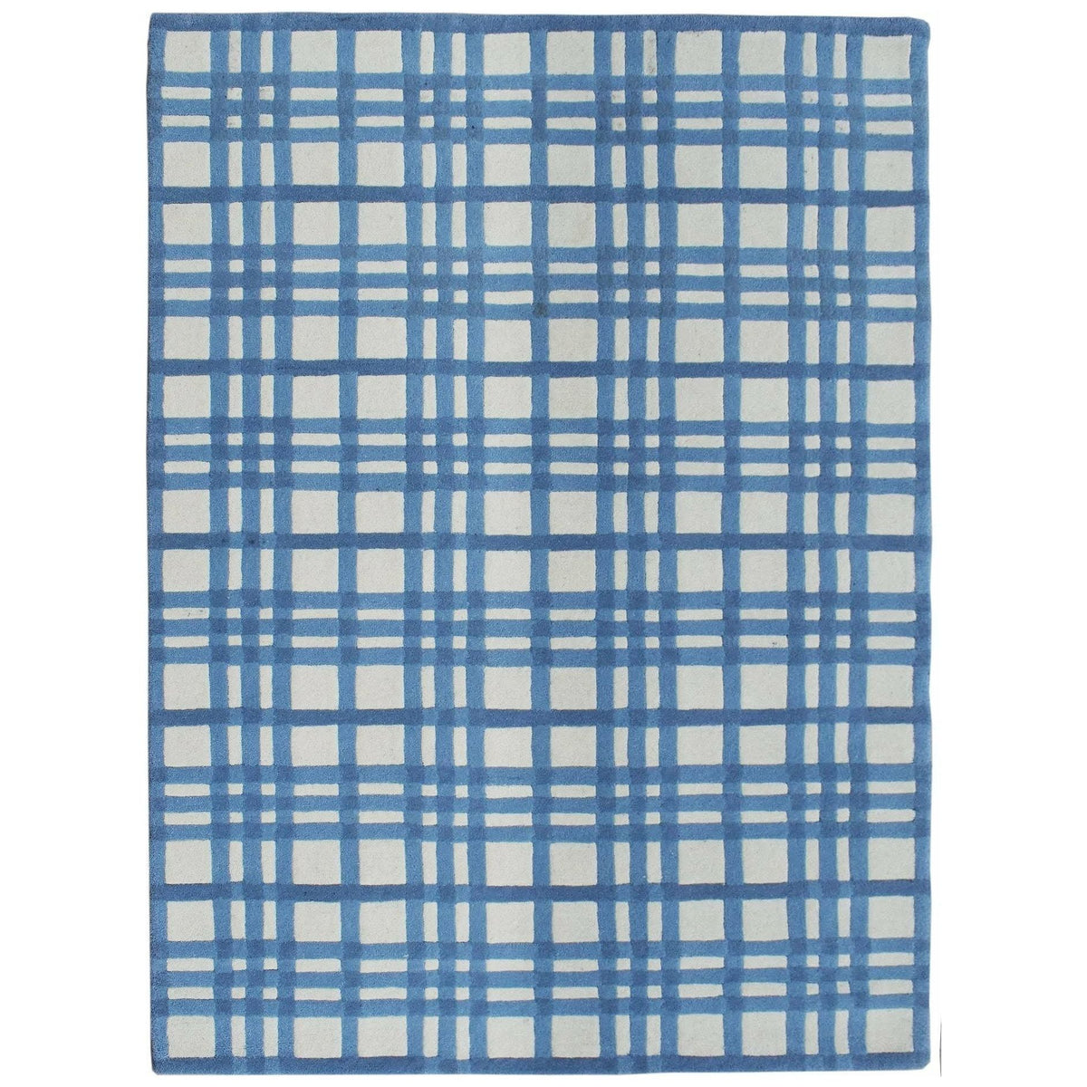 Aspen Plaid Wool Rug Blue handtufted wool Organic Weave Shop 