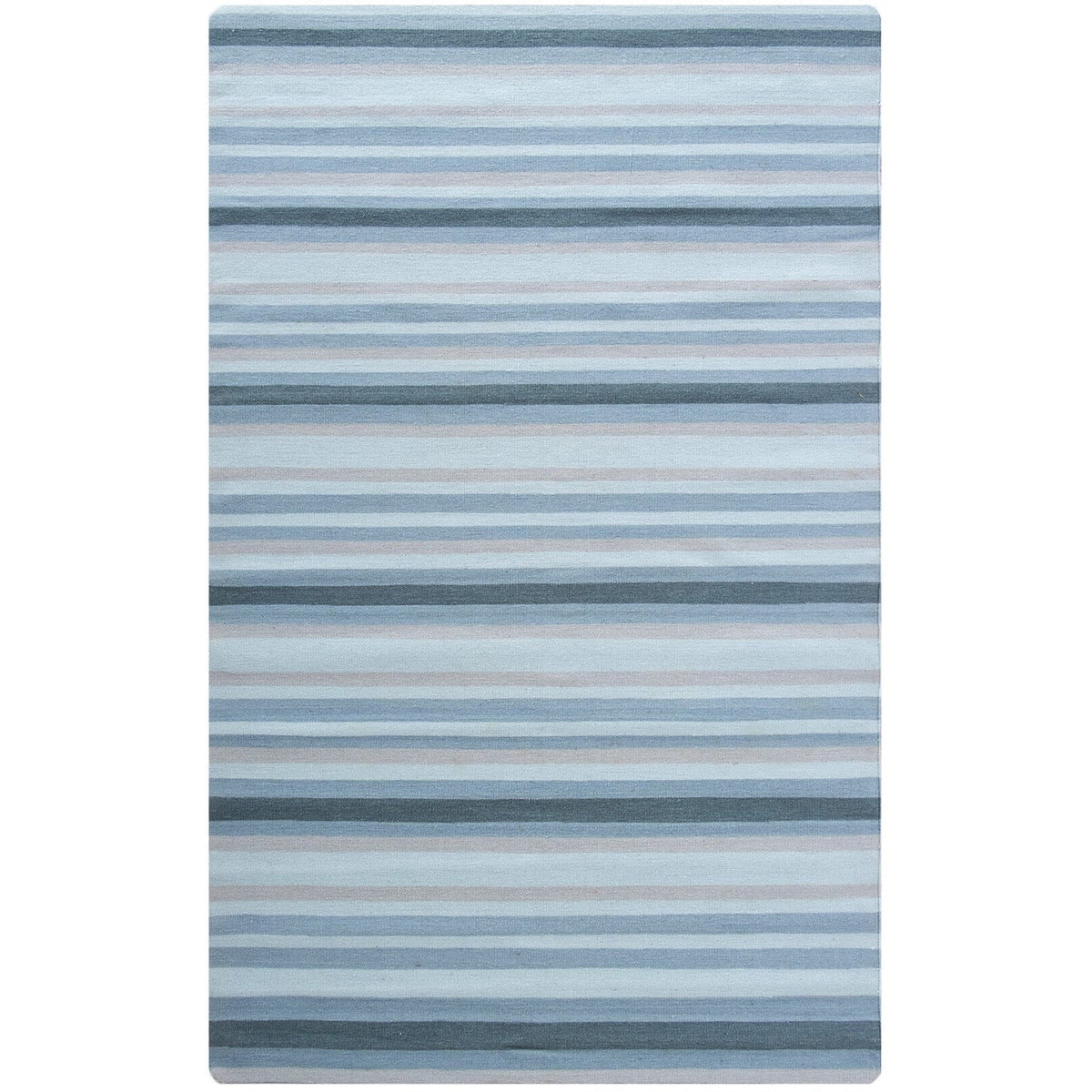 Stripe Blue Wool Flatweave cotton flatweave Organic Weave Shop 