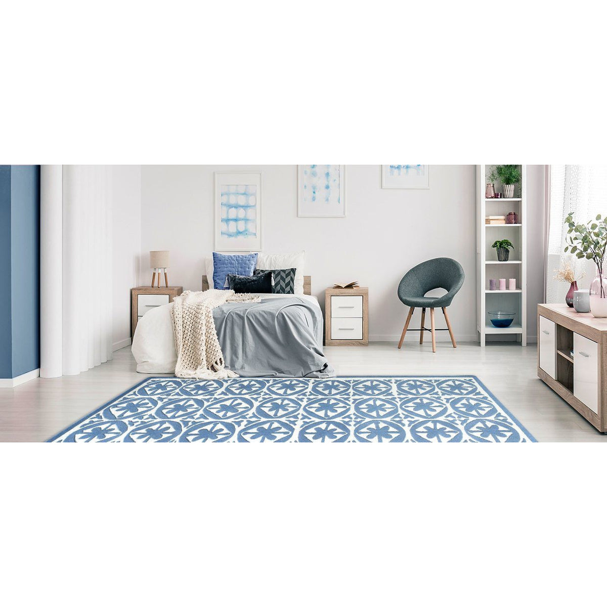 Capri Wool Rug Blue handtufted wool Organic Weave Shop 