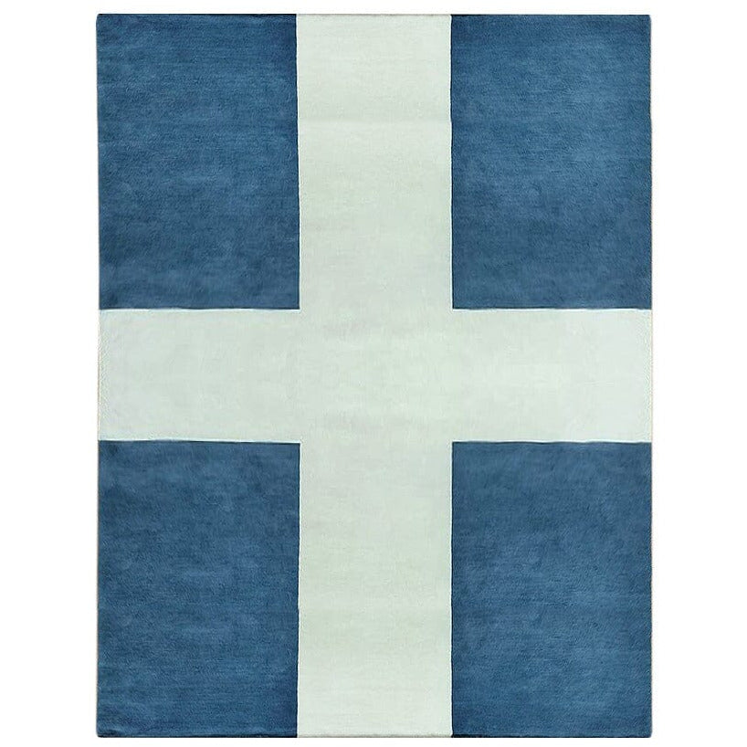 Cross Handknotted Wool Blue handknotted tibetan 60 knot Organic Weave Shop 