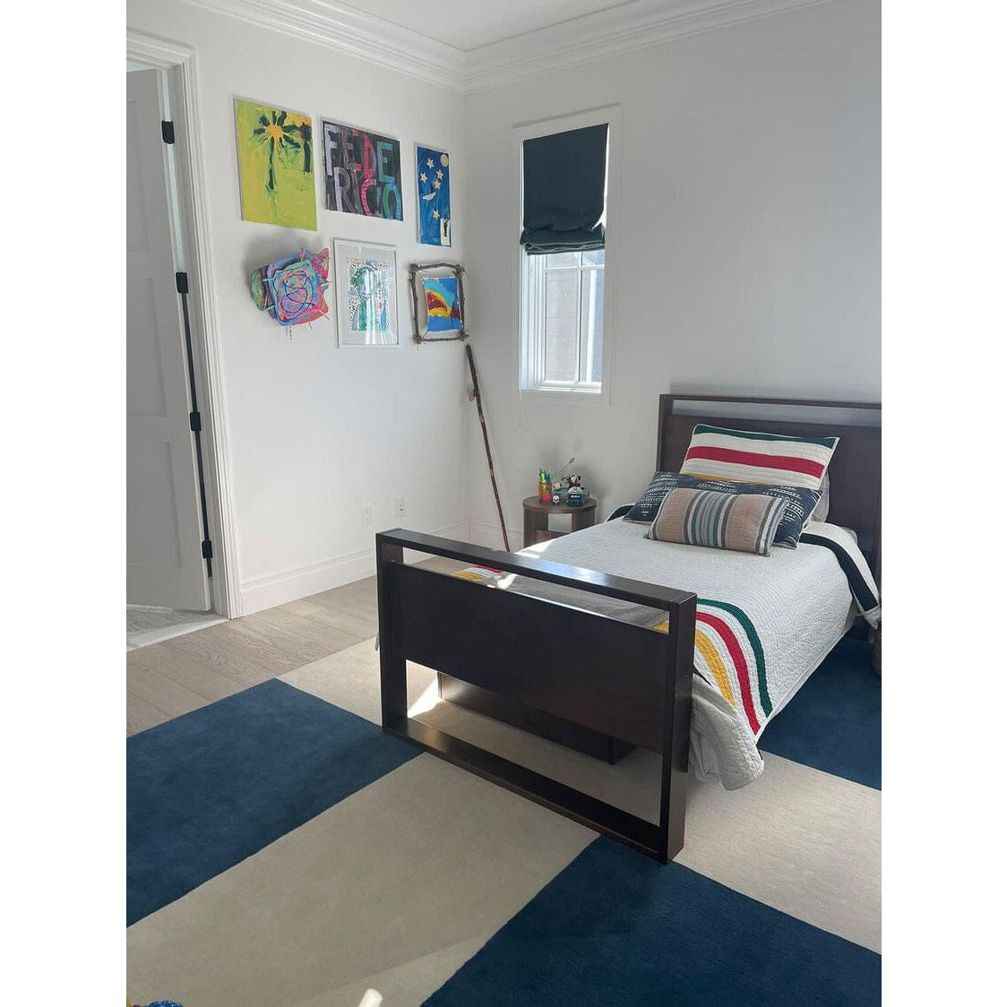 Cross Handknotted Wool Blue handknotted tibetan 60 knot Organic Weave Shop 