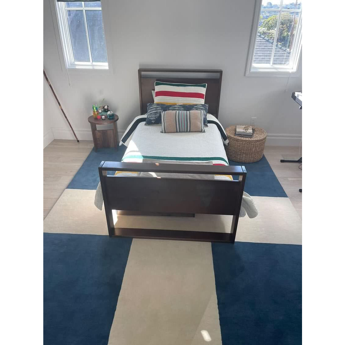 Cross Handknotted Wool Blue handknotted tibetan 60 knot Organic Weave Shop 