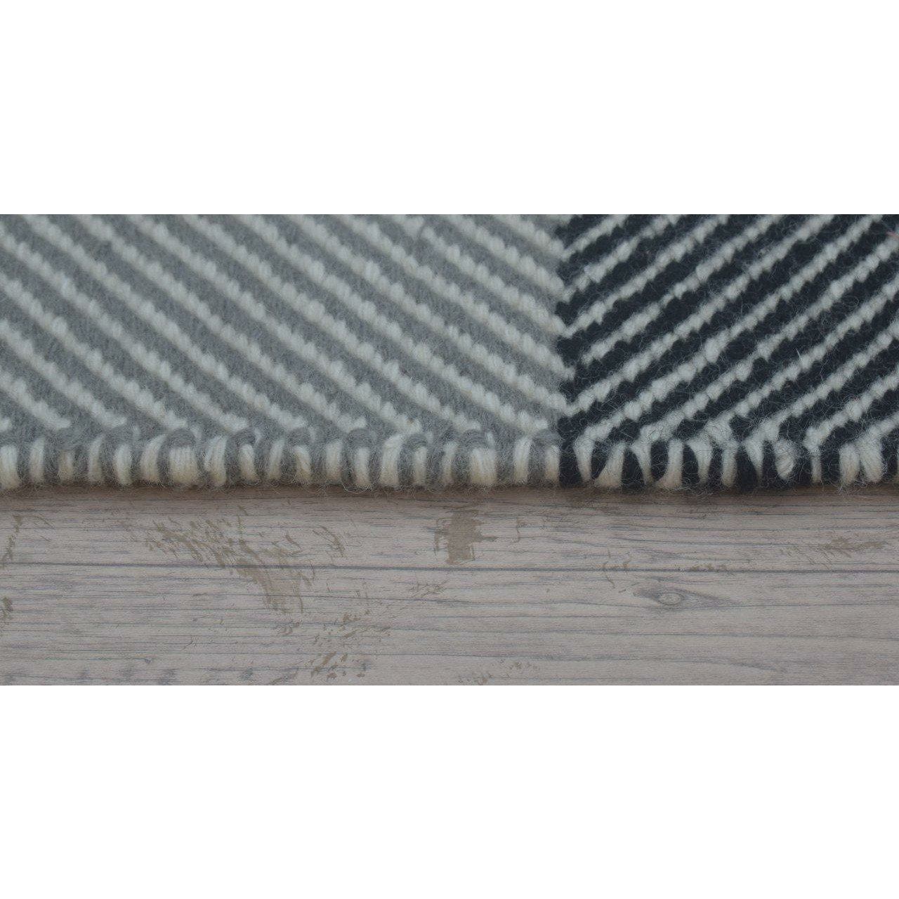 Barcelona Black/Grey wool flatweave Organic Weave Shop 