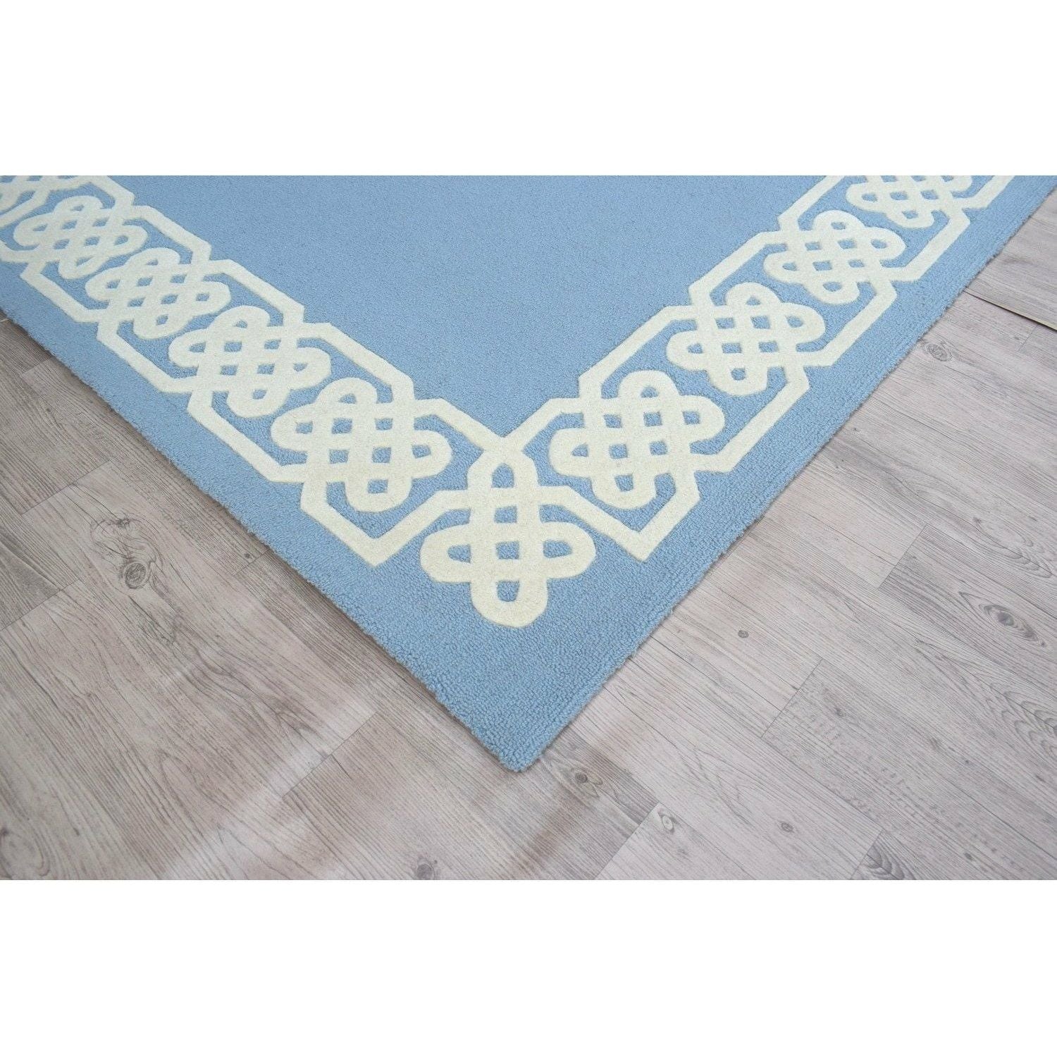 Worth Ave Wool Rug Blue 5'x7' handtufted wool Organic Weave Shop 