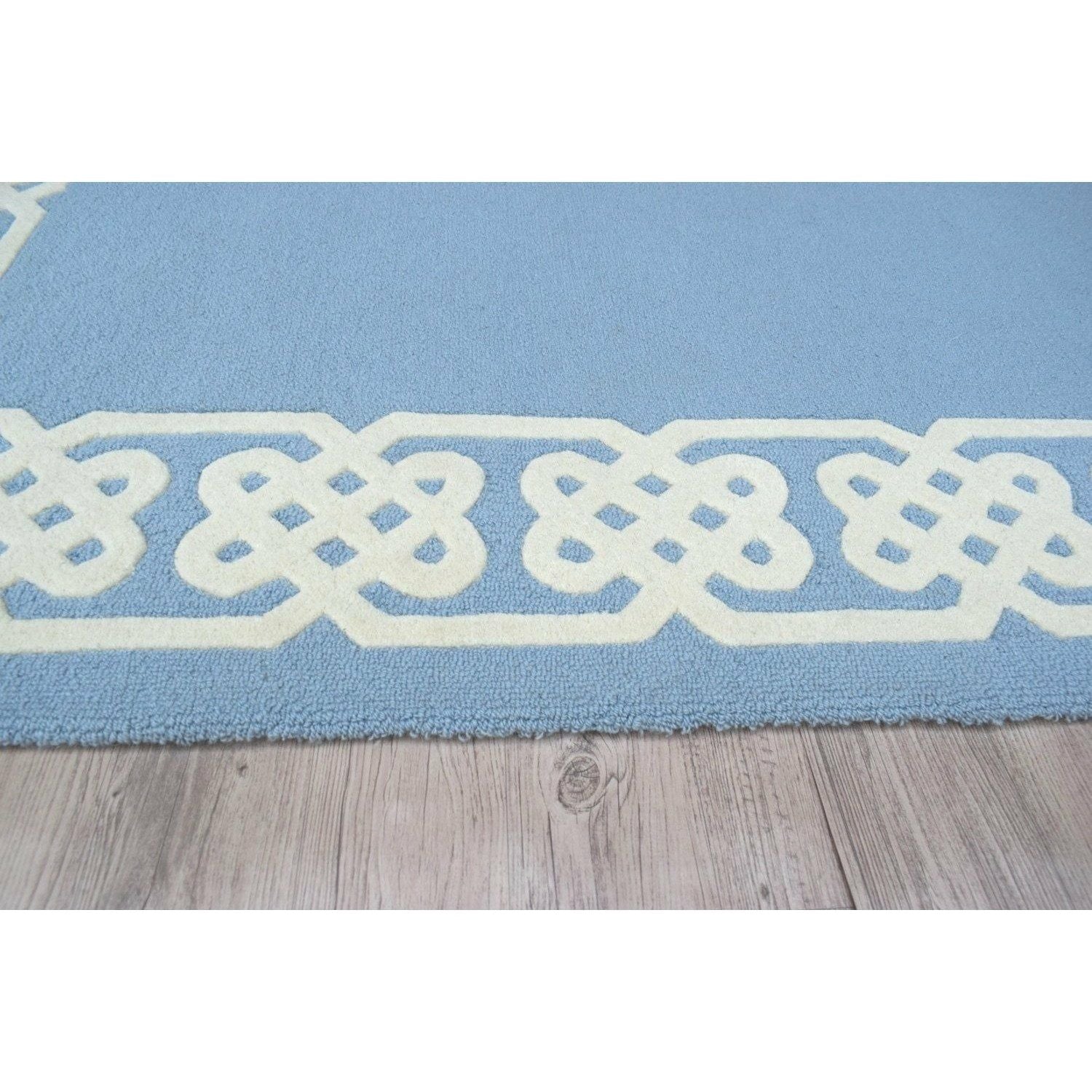 Worth Ave Wool Rug Blue 5'x7' handtufted wool Organic Weave Shop 