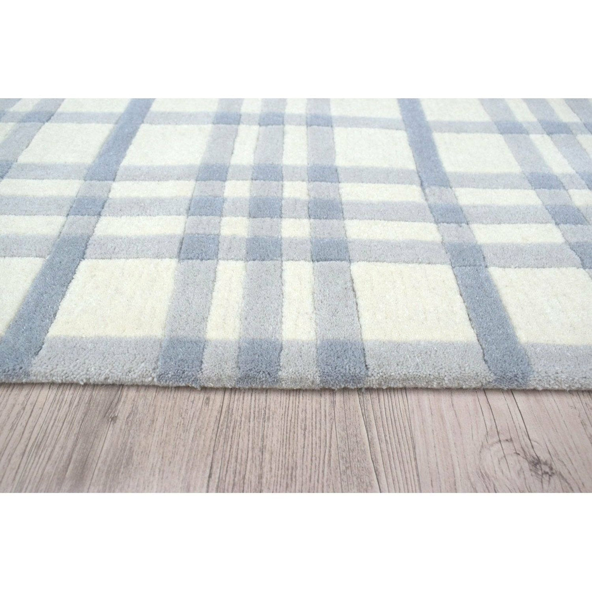 Aspen Plaid Wool Rug Blue handtufted wool Organic Weave Shop 