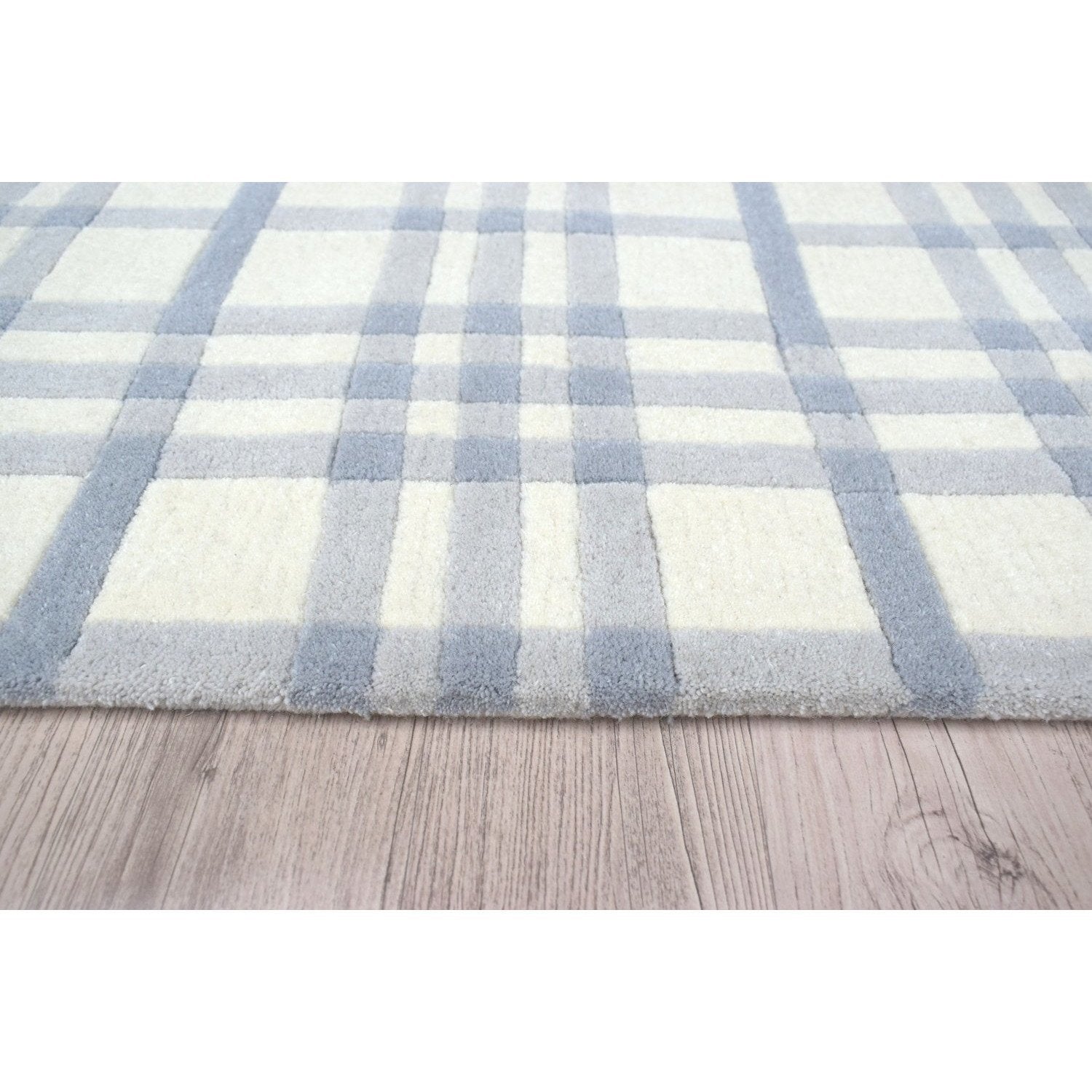 Aspen Plaid Wool Rug Blue SAMPLE samples Organic Weave Shop 