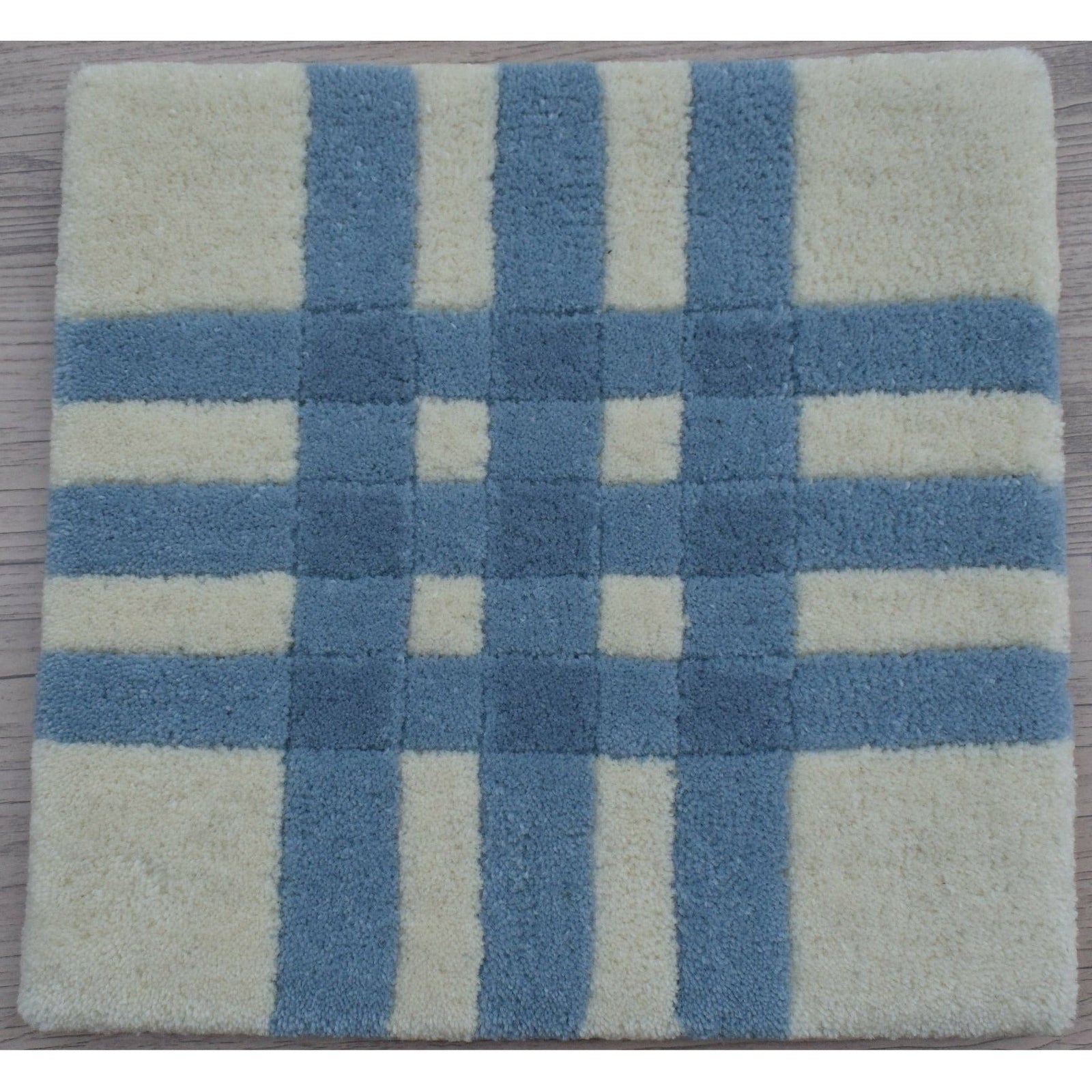 Aspen Plaid Wool Rug Blue handtufted wool Organic Weave Shop 