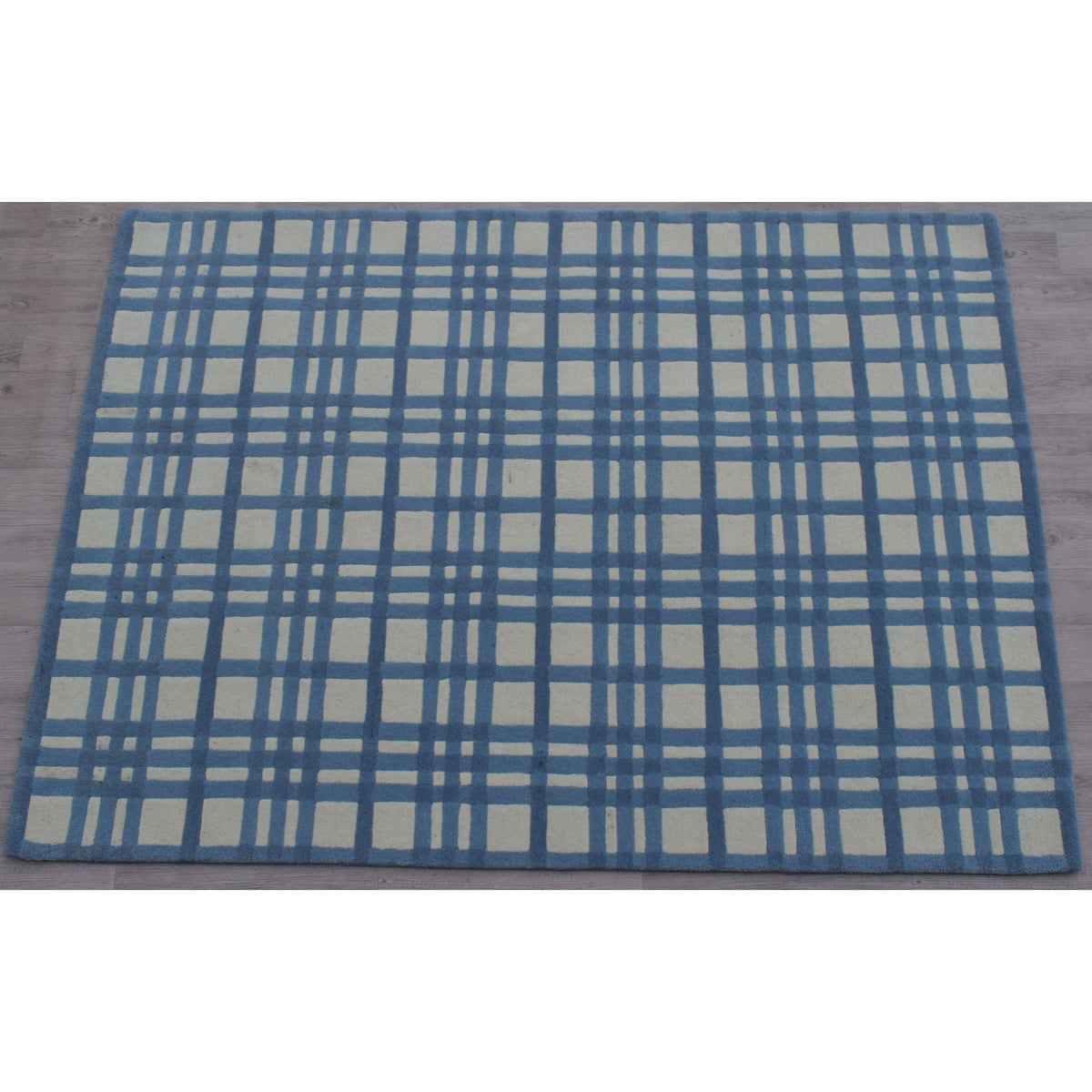 Aspen Plaid Wool Rug Blue SAMPLE samples Organic Weave Shop 12&quot;x12&quot; Blue 