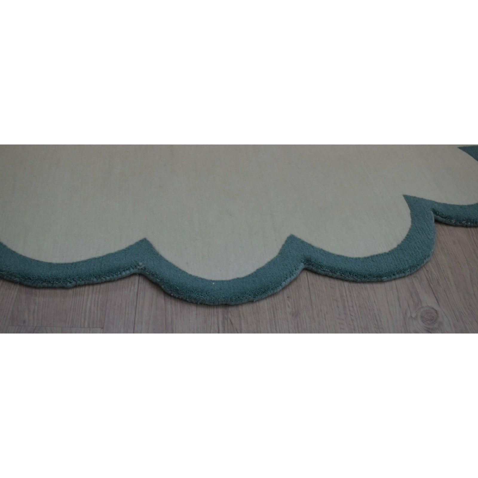 Scalloped Edge Aqua handknotted tibetan 60 knot Organic Weave Shop 
