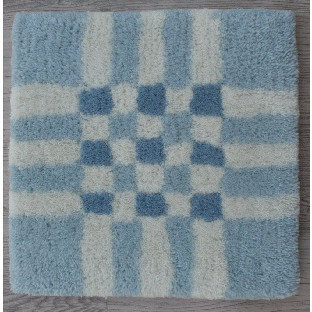 Fluffy Plaid Wool Shag Blue SAMPLE handtufted wool shag Organic Weave Shop 