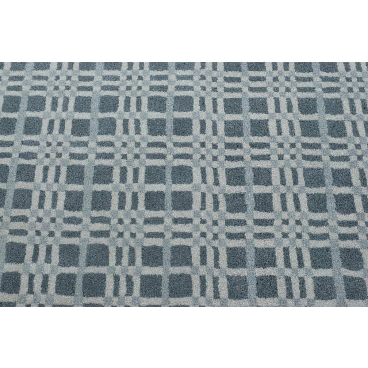 Fluffy Plaid Wool Shag Grey handtufted wool shag Organic Weave Shop 