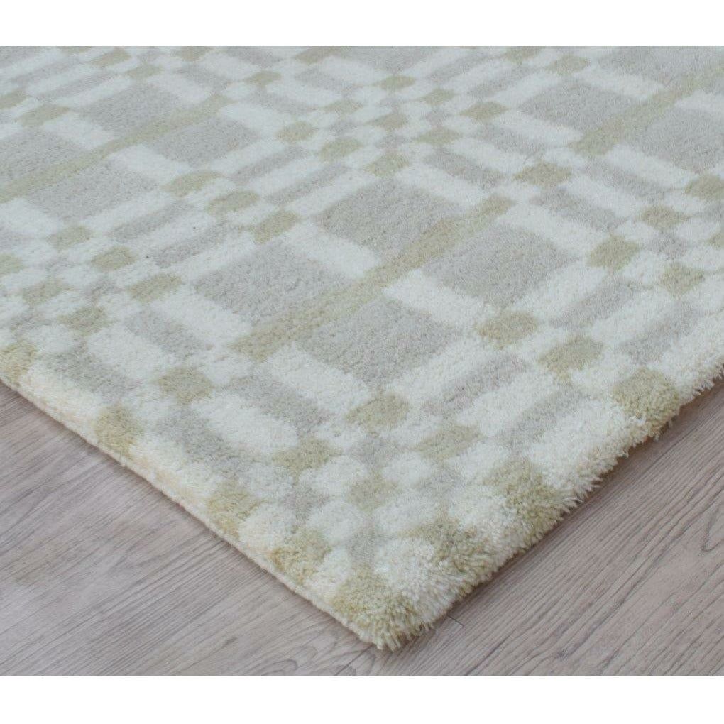 Fluffy Plaid Wool Shag Sand SAMPLE handtufted wool shag Organic Weave Shop 12&quot;x12&quot; Sand Wool