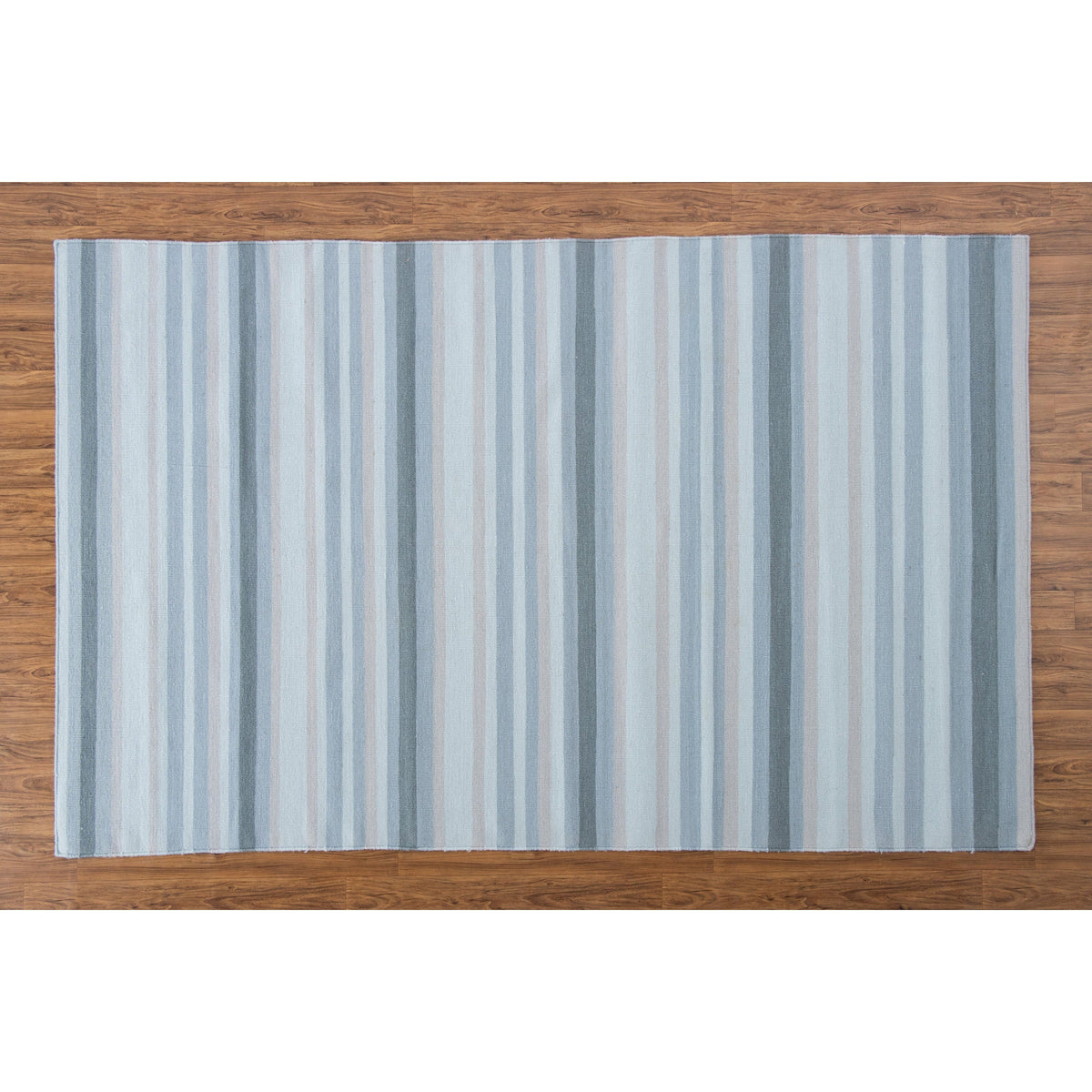 Blue Stripe Wool Flatweave cotton flatweave Organic Weave Shop 