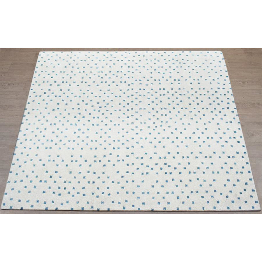 Erica Cotton Shag Ivory Blue handtufted cotton shag Organic Weave Shop 